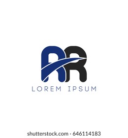 rr initial letter uppercase logo blue and black