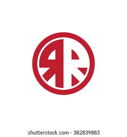 RR initial letters circle business logo red