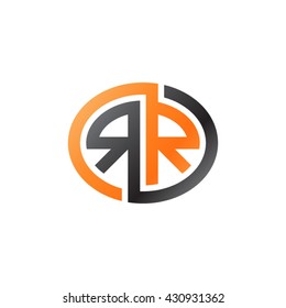 RR initial letters looping linked ellipse logo orange black