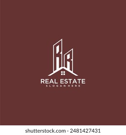 Monograma inicial del edificio y logotipo del tejado de RR para los bienes raíces