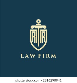 RR initial monogram for law firm with sword and shield logo image
