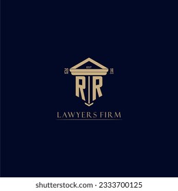 RR initial monogram lawfirm logo with pillar design