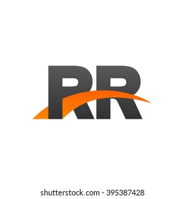 RR initial overlapping swoosh letter logo black orange