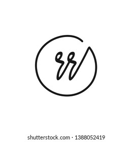 RR initial signature logo. handwriting logo template vector,