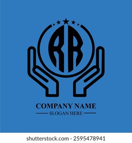 RR initials held within hands, symbolizing trust and protection. The circle represents unity, while stars highlight excellence and ambition.