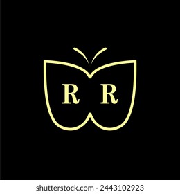 RR Initials Luxury Butterfly logo Vector illustration