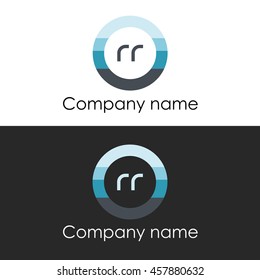 RR letter circle shape icon logo white blue