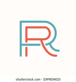 RR Letter Initial Monogram Logo Design Emblem Template. Thin Line Stroke Minimal Geometric Concept.