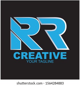 RR letter logo Creative design modern vector illustration.  isolated on black background.
