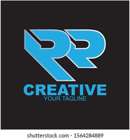 RR letter logo Creative design modern vector illustration.  isolated on black background.
