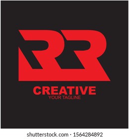 RR letter logo Creative design modern vector illustration.  isolated on black background.
