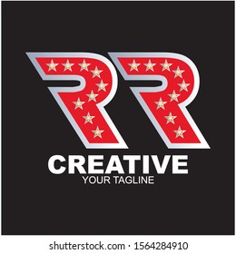 RR letter logo Creative design modern vector illustration.  isolated on black background.
