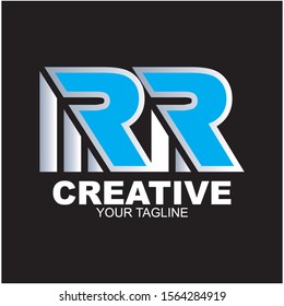 RR letter logo Creative design modern vector illustration.  isolated on black background.
