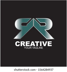 RR letter logo Creative design modern vector illustration.  isolated on black background.
