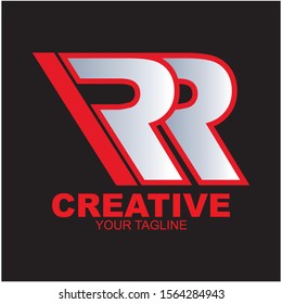 RR letter logo Creative design modern vector illustration.  isolated on black background.
