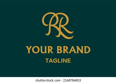 RR letter logo design, monogram, icon, symbol, initials. Combination of R and R script letter with custom typeface. Very match for personal branding, jewellery, fashion, wedding organizer etc.