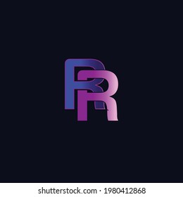 RR Letter Logo Initials with Black Background