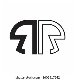 RR Letter logo monogram with oval shape negative space design template white background