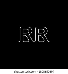 RR letter logo with nice black background.The white letter icon.