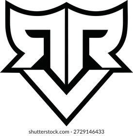 Escudo del diseño del logotipo de la marca de letras RR