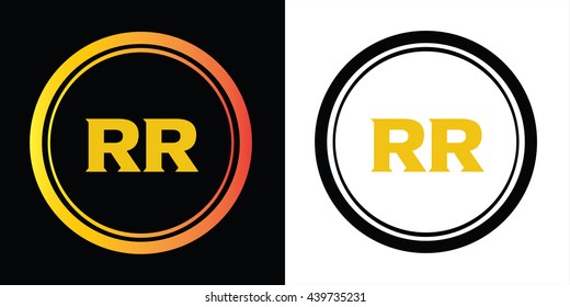 RR letters icon design template elements in abstract background logo, design identity in circle, alphabet letter