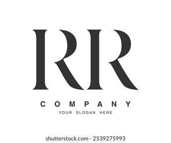 Design do logotipo RR. Estilo de fonte das letras iniciais r e r serif. Tipografia clássica do nome da empresa. Logotipo ou identidade da moda. Ilustração vetorial.