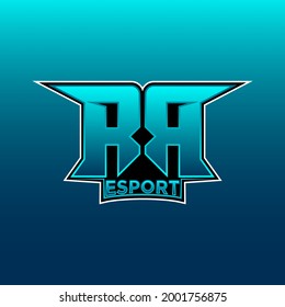 RR Logo ESport Gaming Initial with Blue Light Color design vector template