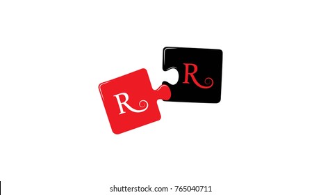 RR Logo formed like jigsaw puzzle pieces in red and black