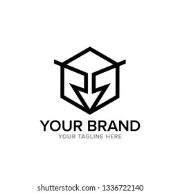 RR Logo with hexagon concept