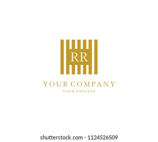 RR logo isolated gold lines shape vector template