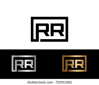 RR Logo. Letter Design Vector with Black Gold Silver Colors



