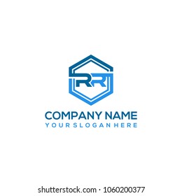 RR logo letter initial, Abstract polygonal Background Logo,