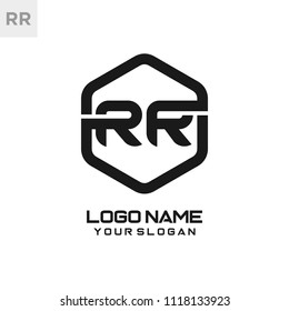 RR logo letter initial, Abstract polygonal Background Logo,
