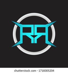 Monograma RR con plantilla de diseño de forma circular y de cuatro ejes