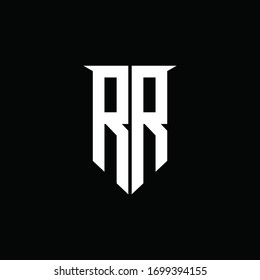 RR logo monogram with emblem shield style design template