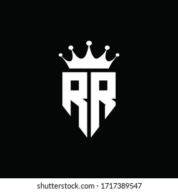 RR logo monogram emblem style with crown shape design template