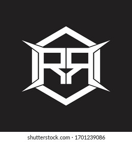 Monograma RR con modelo hexagonal y de cuatro ejes