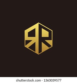 RR Logo Monogram with Negative space gold colors