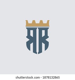 RR logo monogram style with crown shape design template vector	