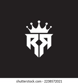 RR logo monogram symbol shield with crown shape design vector