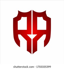 RR Logo Shield style Monogram design template with red colors on white background