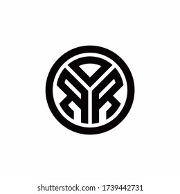 Logotipo de monograma RR con plantilla de diseño de contorno de círculo aislado en fondo blanco