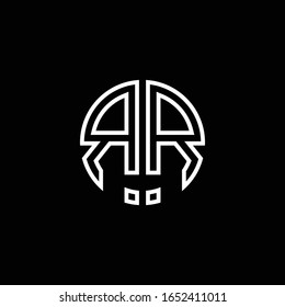 RR monogram logo circle ribbon style outline design template