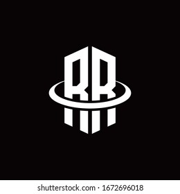 RR monogram logo in a hexagon style and surrounded by a ring