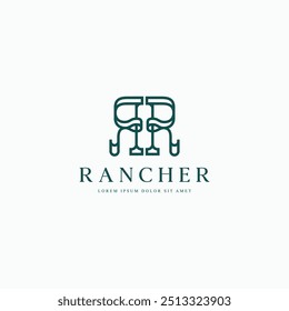 RR monograma fonte ocidental serif logotipo linear simples