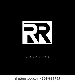 Monograma de espaço negativo RR - Logotipo de marca de letra preto e branco minimalista para branding criativo, identidade de moda e conceitos de design modernos
