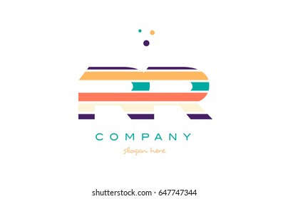 rr r alphabet letter logo colors colorful line stripe font creative text dots company vector icon design template
