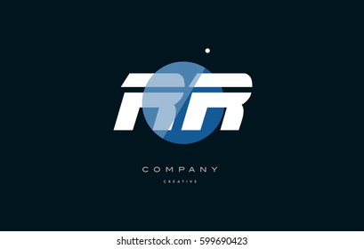 rr r  blue circle dot big font alphabet company letter logo white design vector icon template 