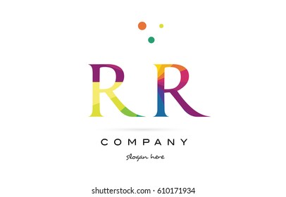 rr r  creative rainbow colors colored alphabet company letter logo design vector icon template