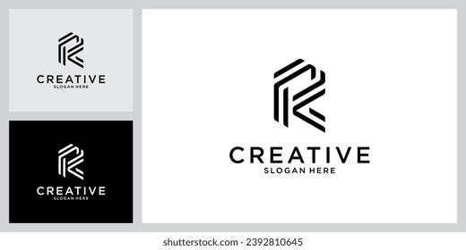 RR or R letter logo design template vector